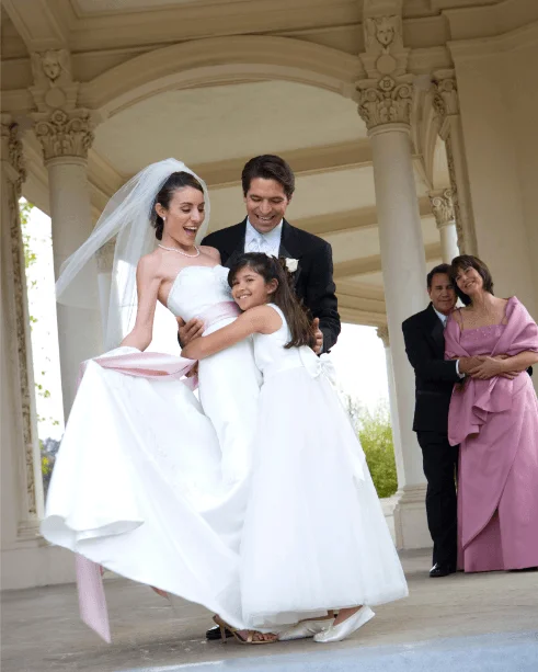 Wedding guests sharing photos using HiveMoments QR code gallery